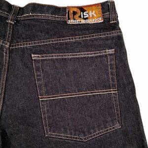 Vintage Risk Baggy Jeans Men's Size 44x32 Black Wide Leg Y2K Hip Hop Skater